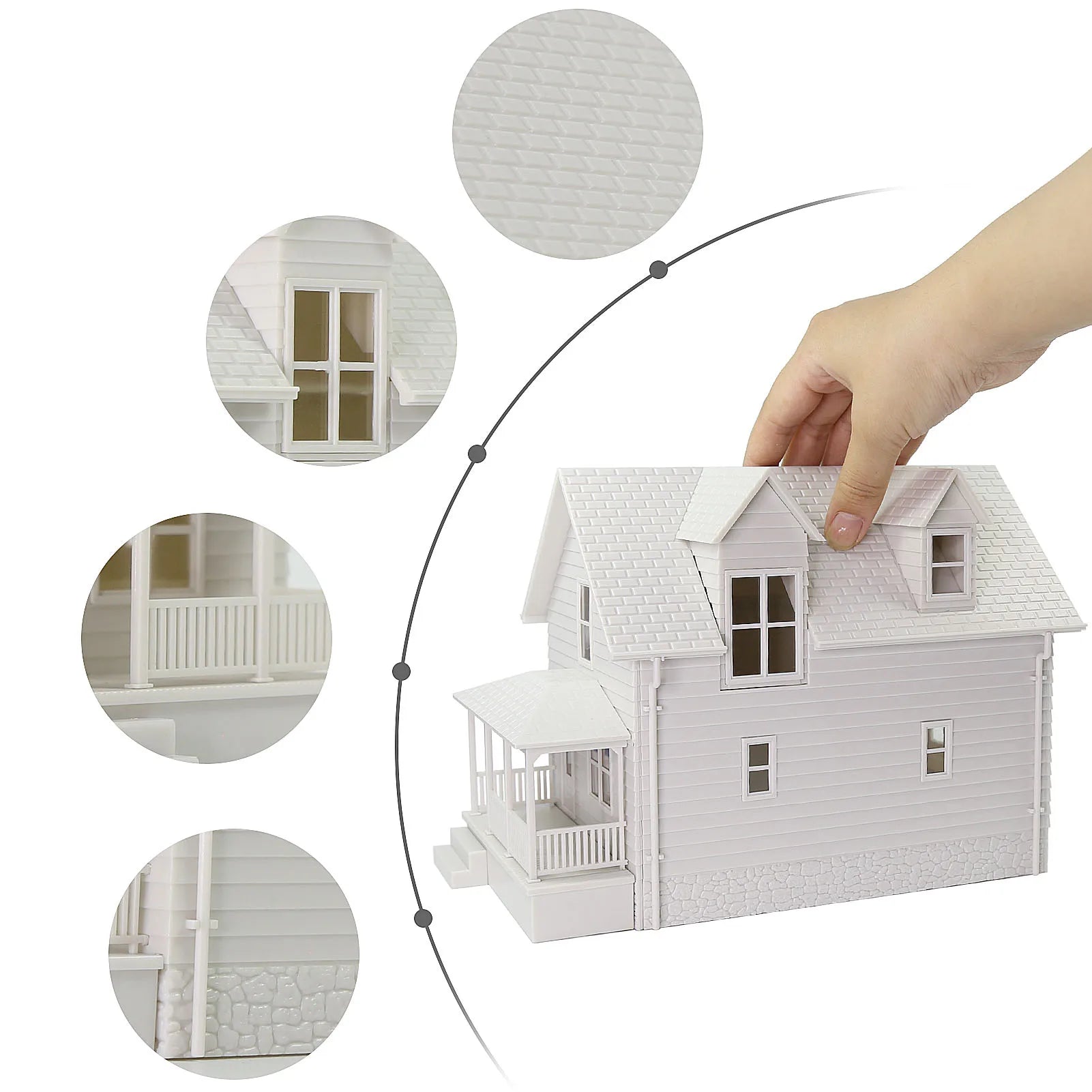 O HO N Scale Village House White Blank Architectural Buildings Unassembled