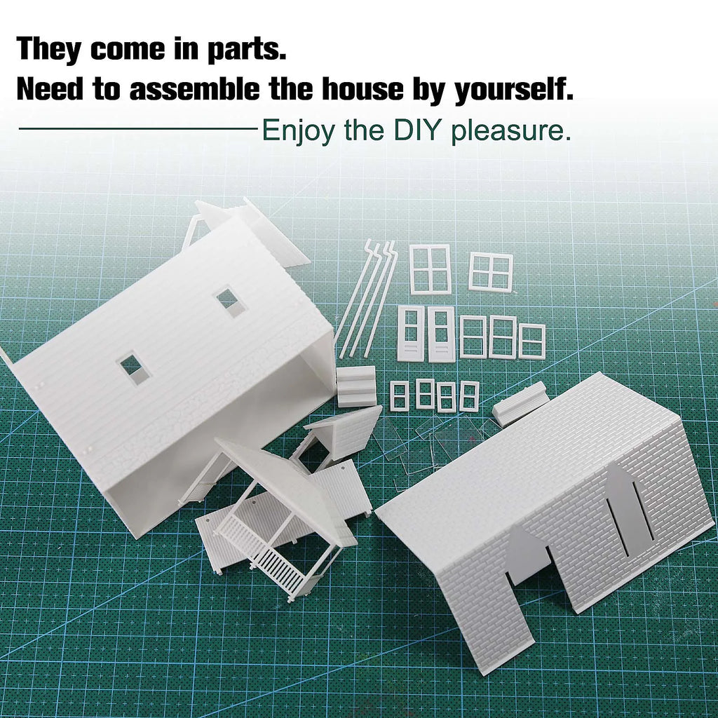 O HO N Scale Village House White Blank Architectural Buildings Unassembled