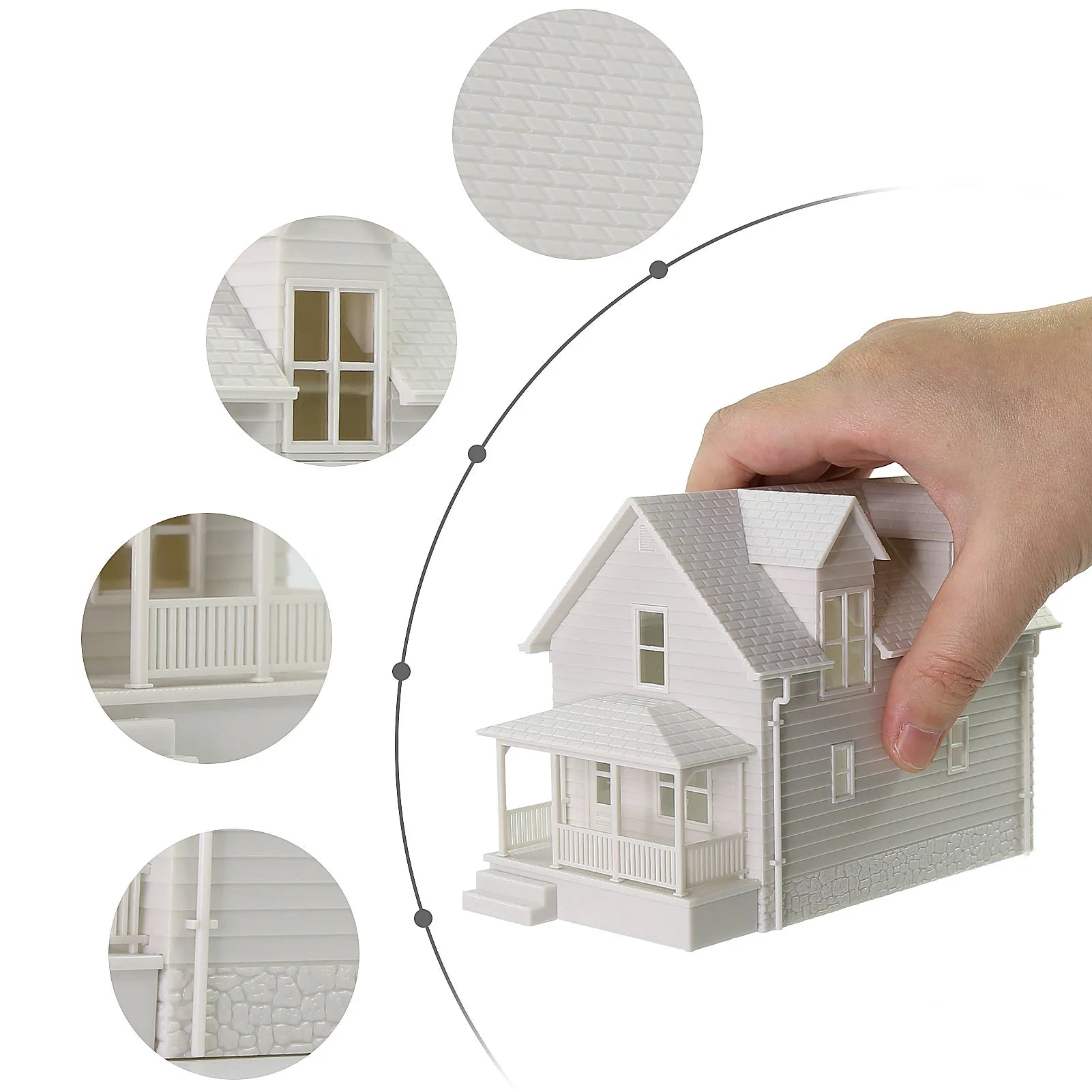 O HO N Scale Village House White Blank Architectural Buildings Unassembled