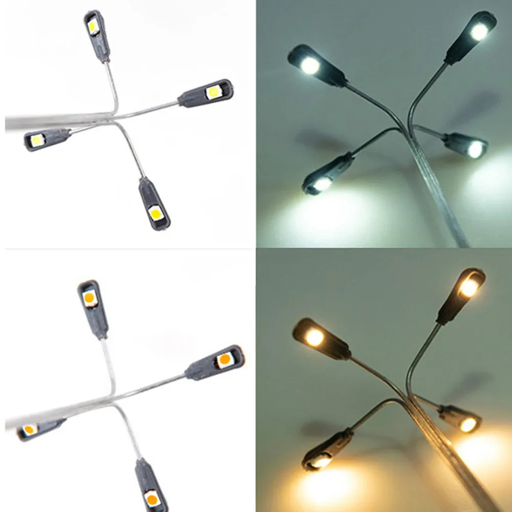 3V 1:75 1:100 Railway Train Micro Led Lamp 4-Head Lighting Diorama-light with Battery Box Set DIY Modeling Kits for Model Railways
