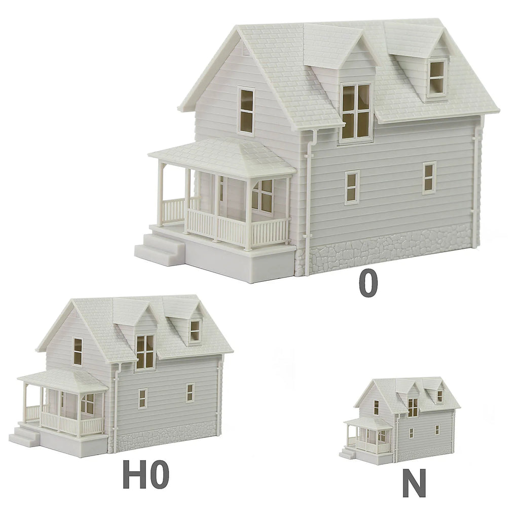 O HO N Scale Village House White Blank Architectural Buildings Unassembled