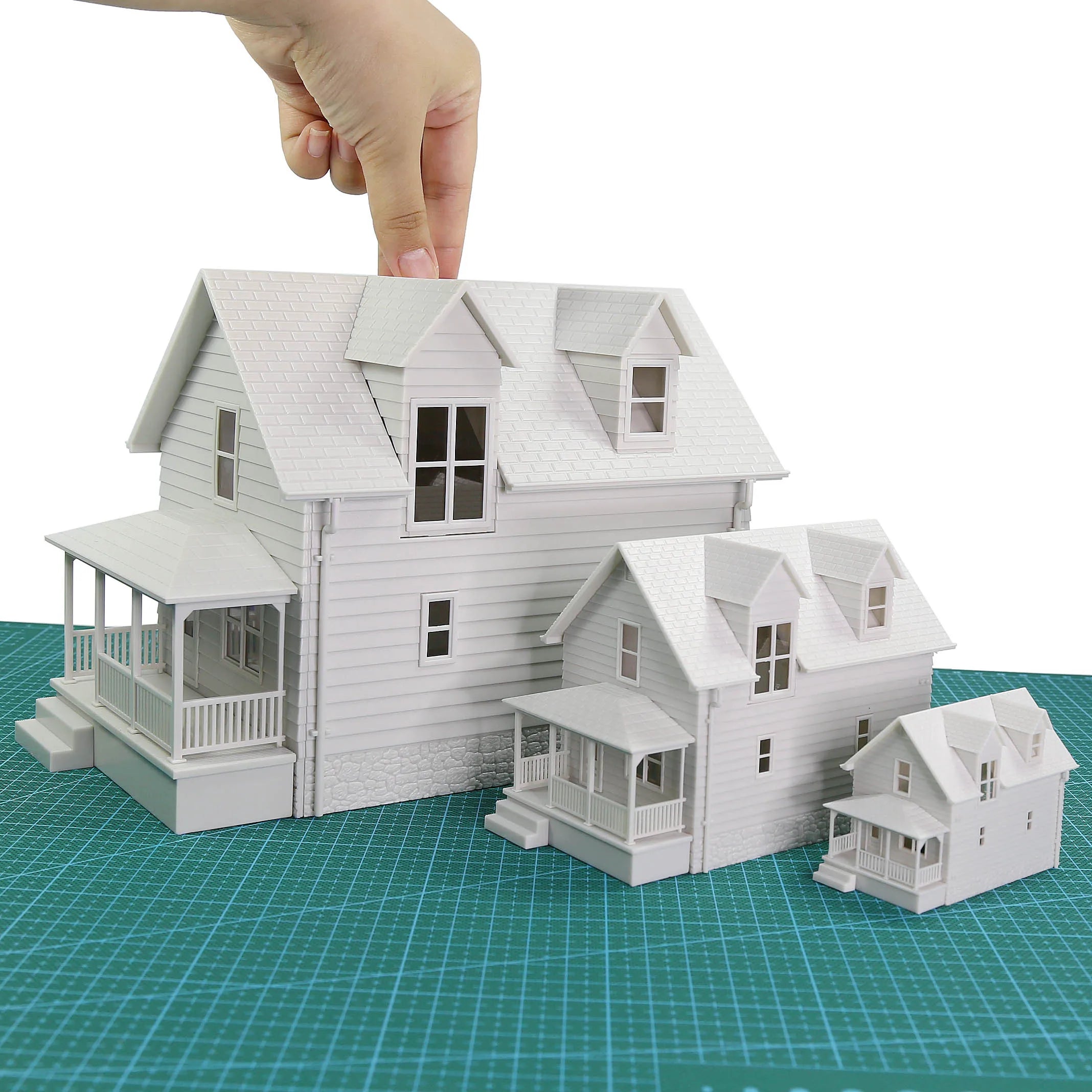 O HO N Scale Village House White Blank Architectural Buildings Unassembled