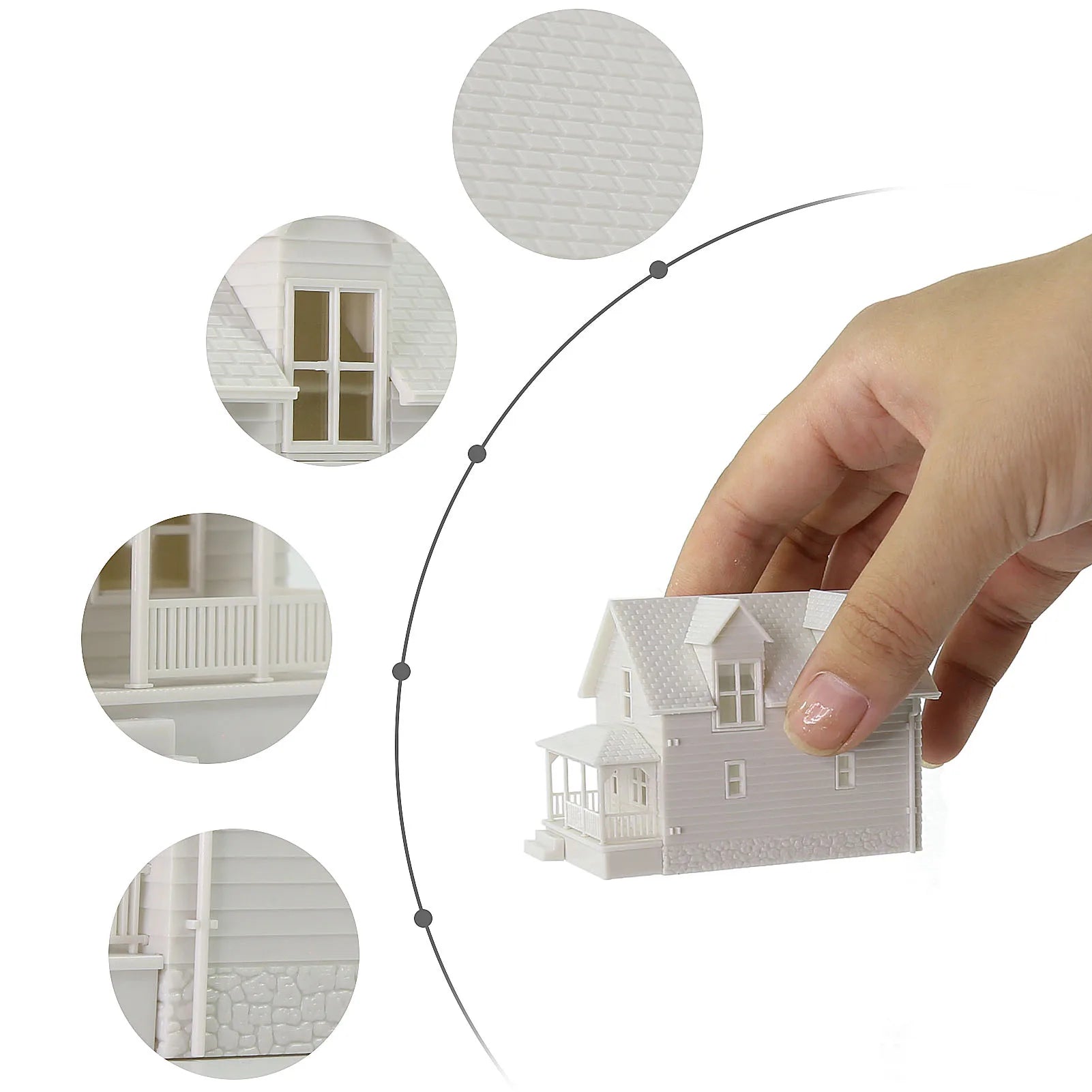 O HO N Scale Village House White Blank Architectural Buildings Unassembled