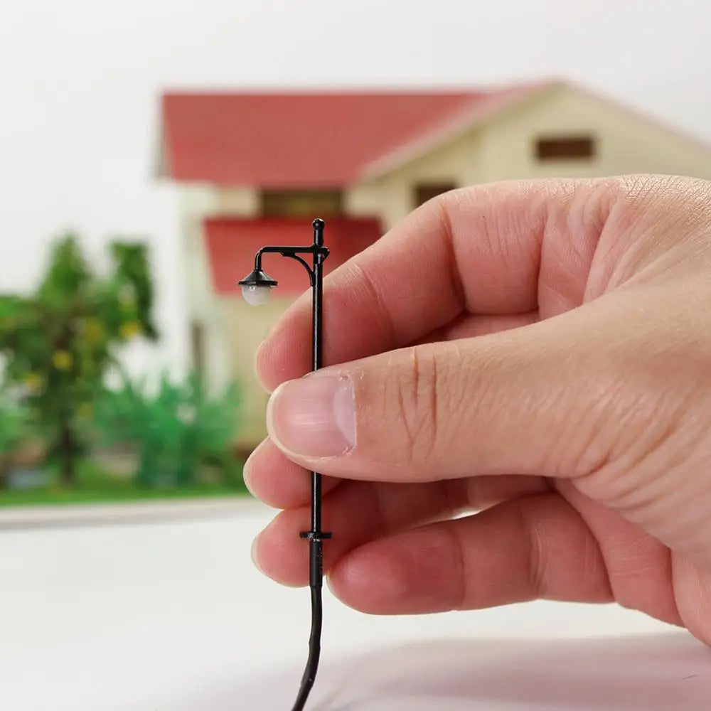 Evemodel 10pcs Model Railway 1:160 Lamp Post Street Lights N Scale Warm LEDs 1.85In