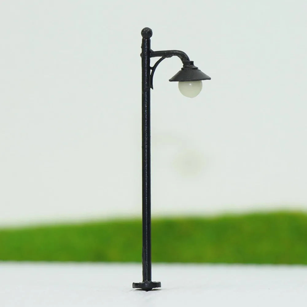 Evemodel 10pcs Model Railway 1:160 Lamp Post Street Lights N Scale Warm LEDs 1.85In