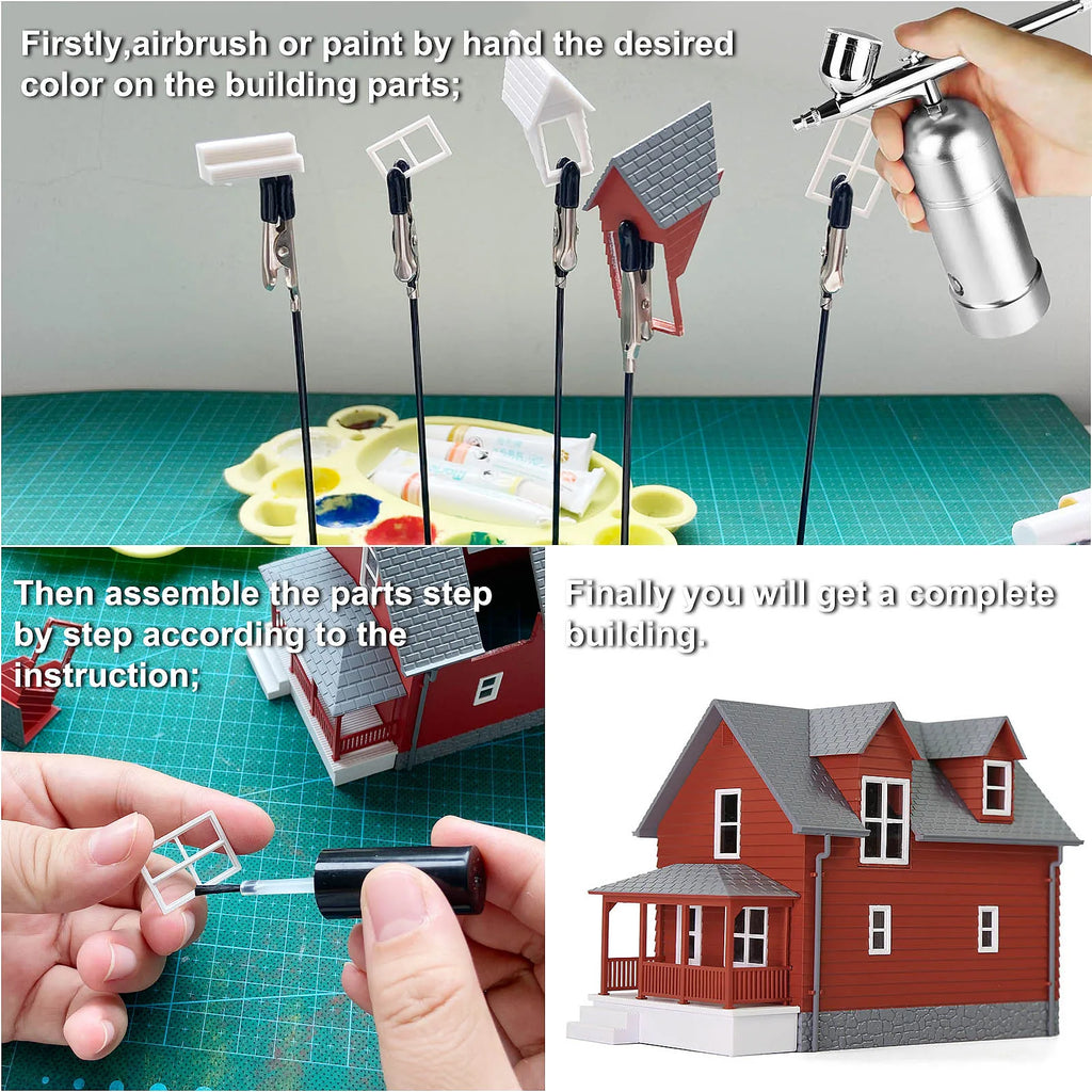 O HO N Scale Village House White Blank Architectural Buildings Unassembled