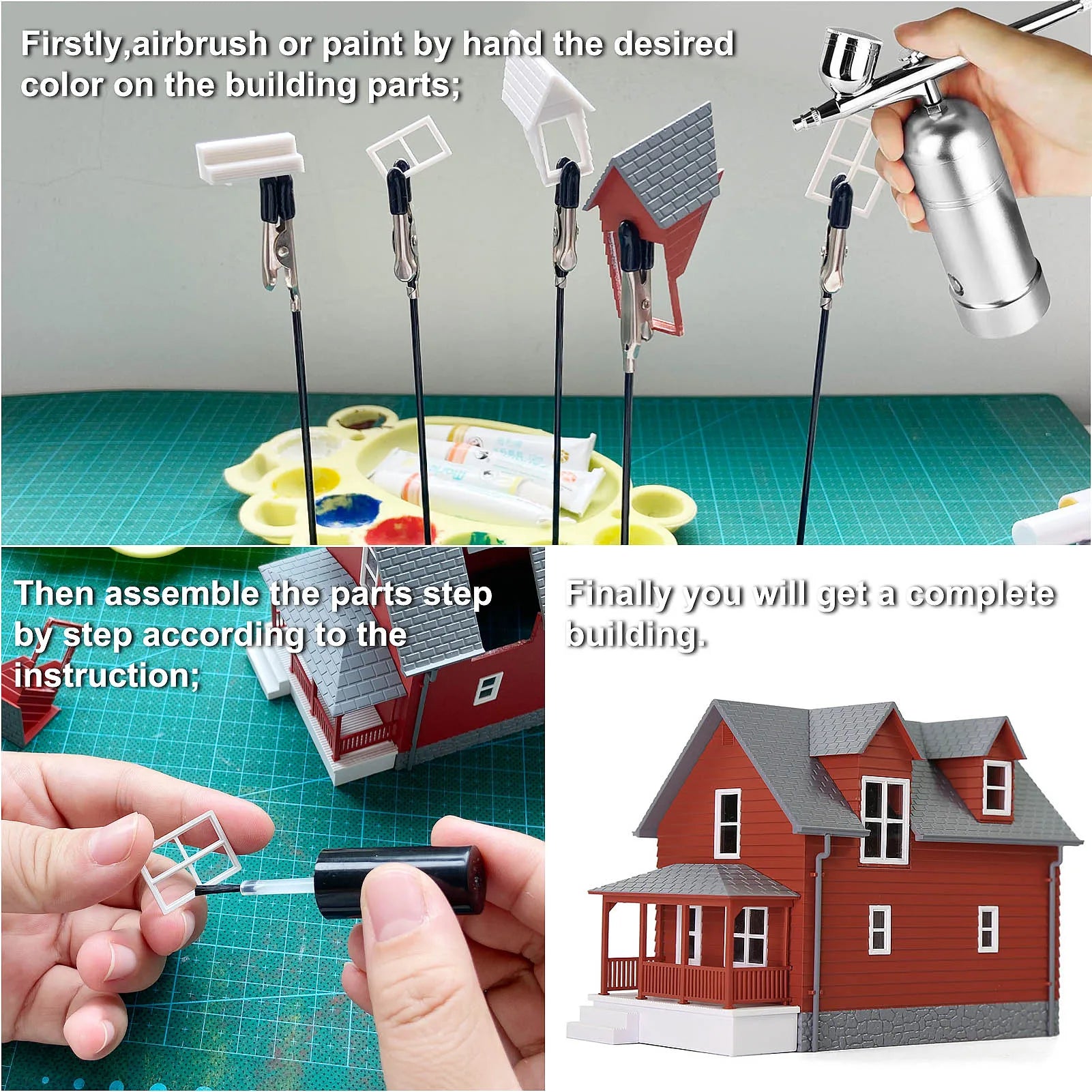 O HO N Scale Village House White Blank Architectural Buildings Unassembled