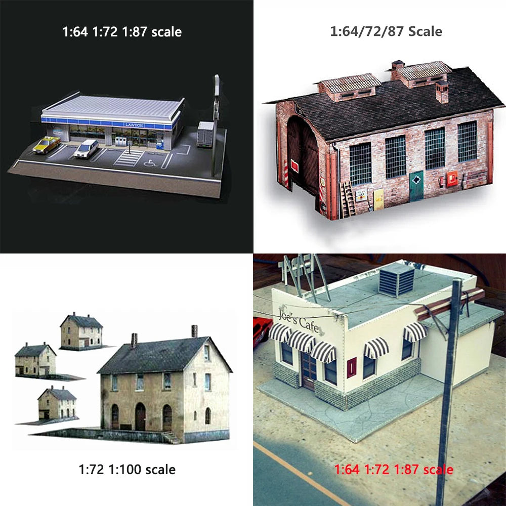 Scale 1:87/64/72/100 Miniature Building Assembly Model Paper Materials Handmade House Diorama Kits