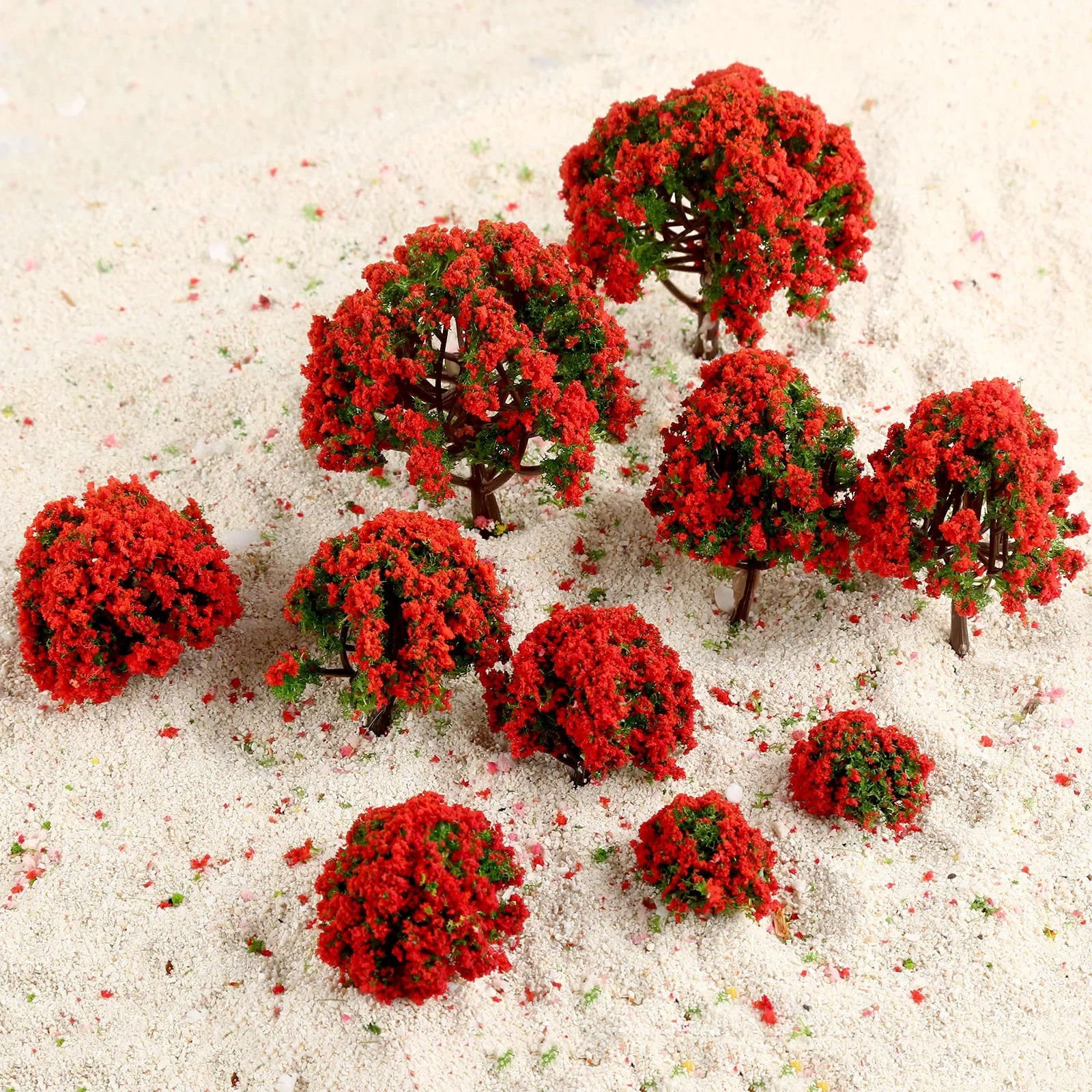 10pcs Model Trees Red Flower Train Trees Model Train Railways Architecture Scenery Diorama Tree Model Railroad Scenery Landscape