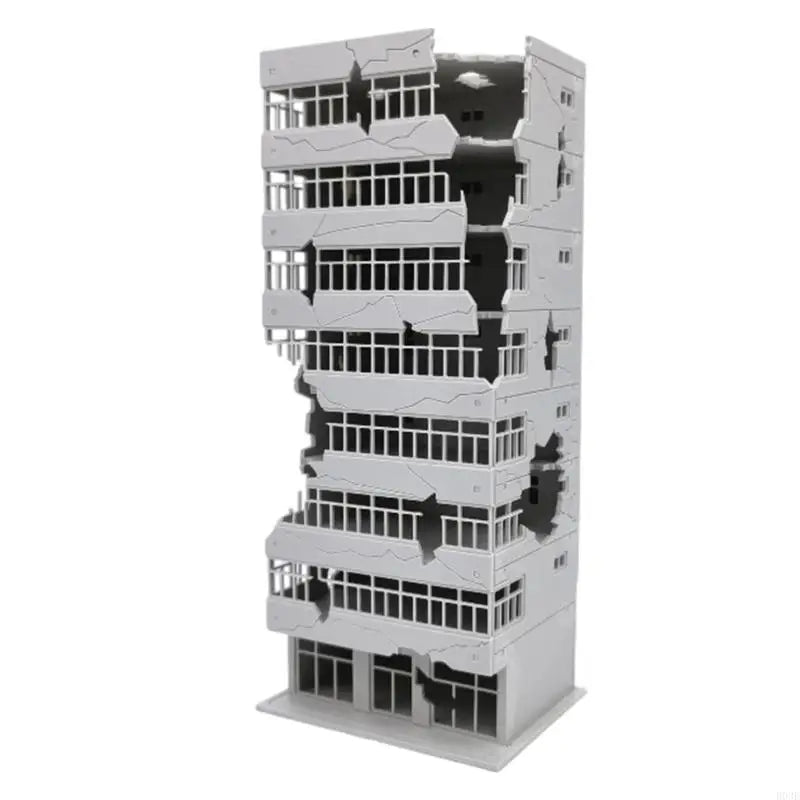 N Scale 1:144 Outland Model Railway Scenery City Ruined Building Abandoned Tall Office Architectural Building Model B03E
