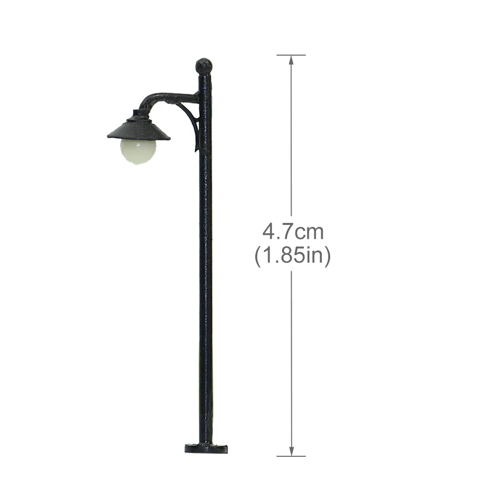 Evemodel 10pcs Model Railway 1:160 Lamp Post Street Lights N Scale Warm LEDs 1.85In