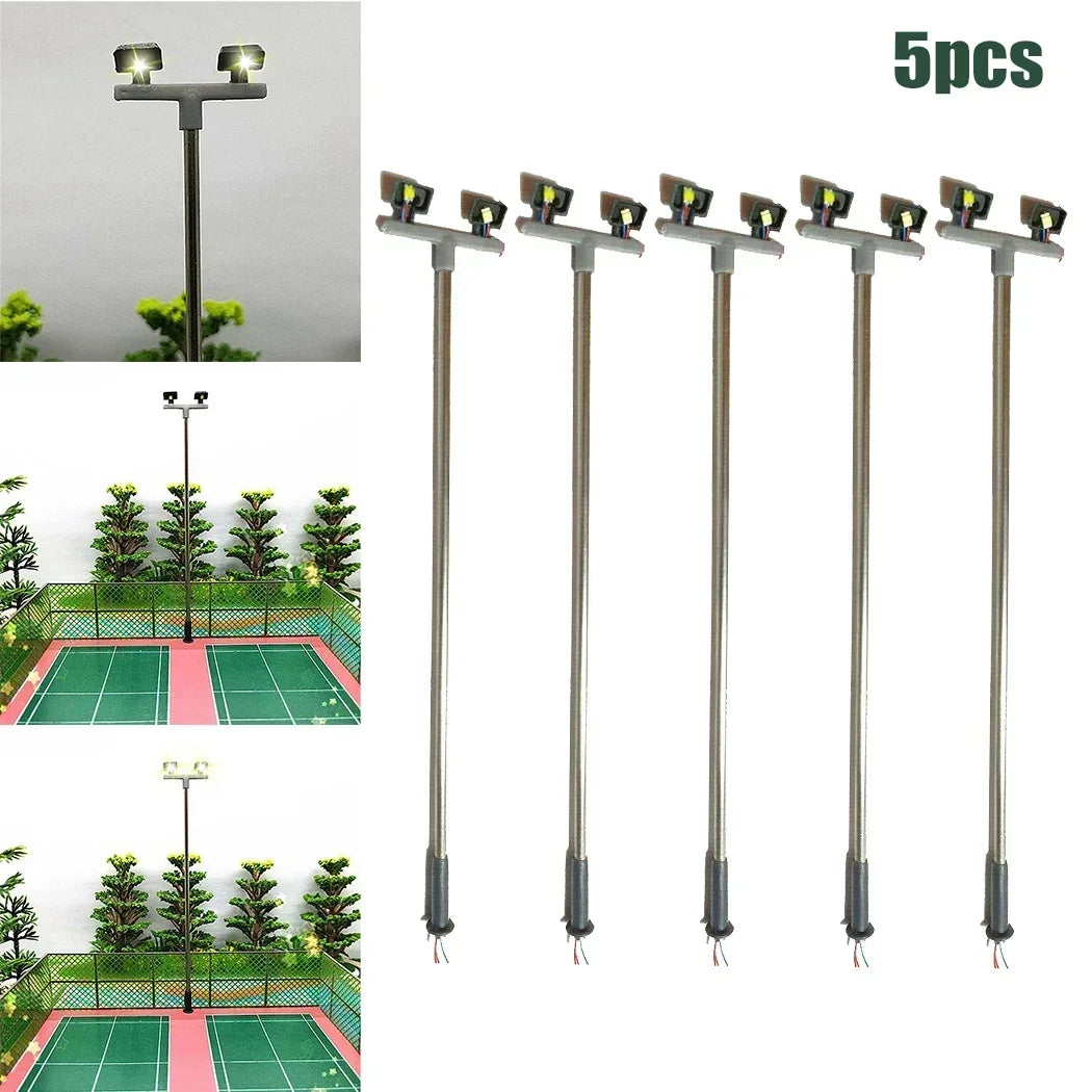 Twin Lights Model Yard Flood Light LED Lights Layout OO 00 Guage Railway Scenery 5 Pack High Quality Practical Accessories