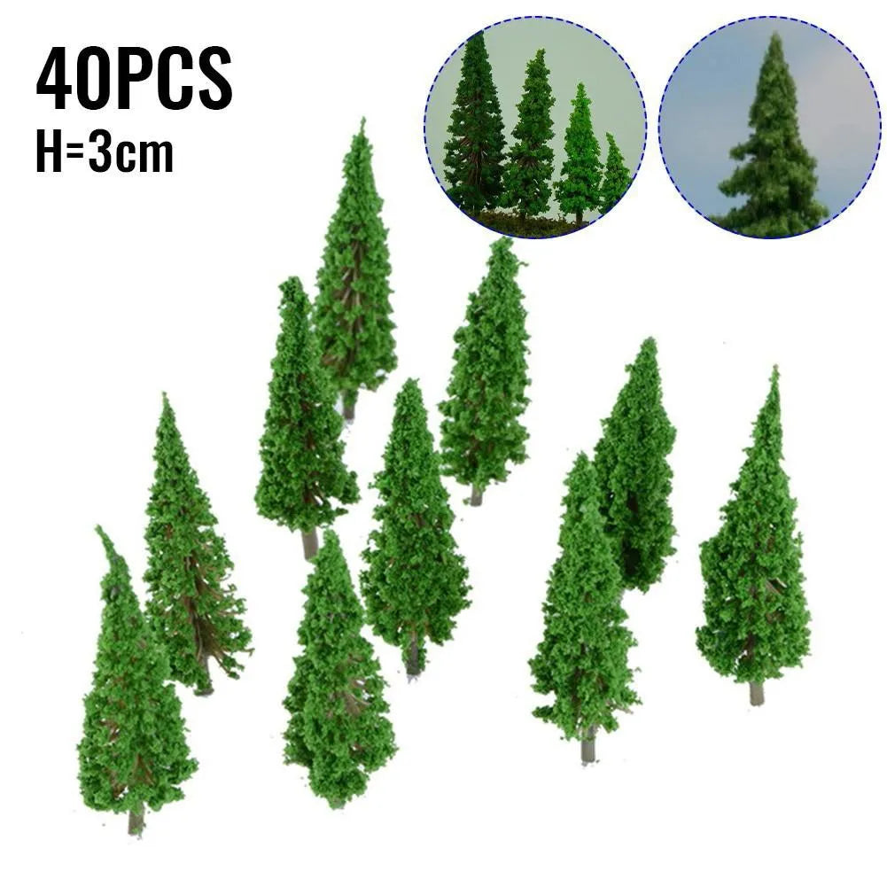 40pcs Model Trees. Model Railway Miniature Tree Scenery for Building Landscape Scenery