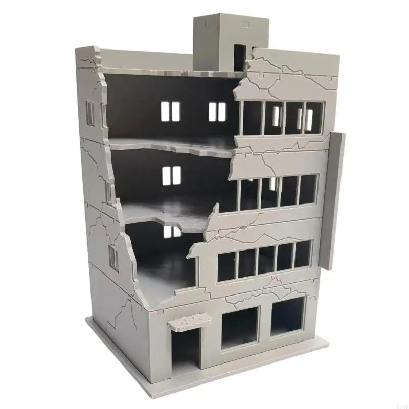 N Scale 1:144 Outland Model Railway Scenery City Ruined Building Abandoned Tall Office Architectural Building Model B03E