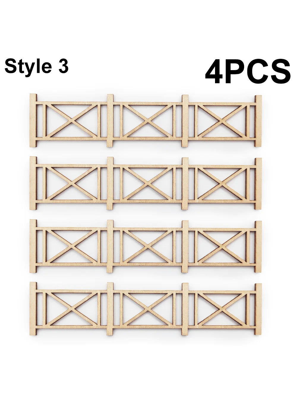 4-Piece Wooden Garden Fence Model Railway Landscaping