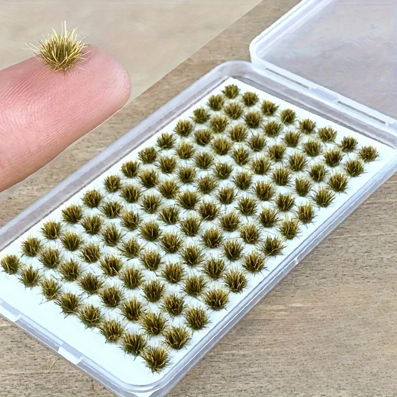 104pcs/pack Static Grass Tuft, Model Grass Tufts Terrain Model Kit Static Scenery Model Miniature Shrubs Bushes for Train Landscape