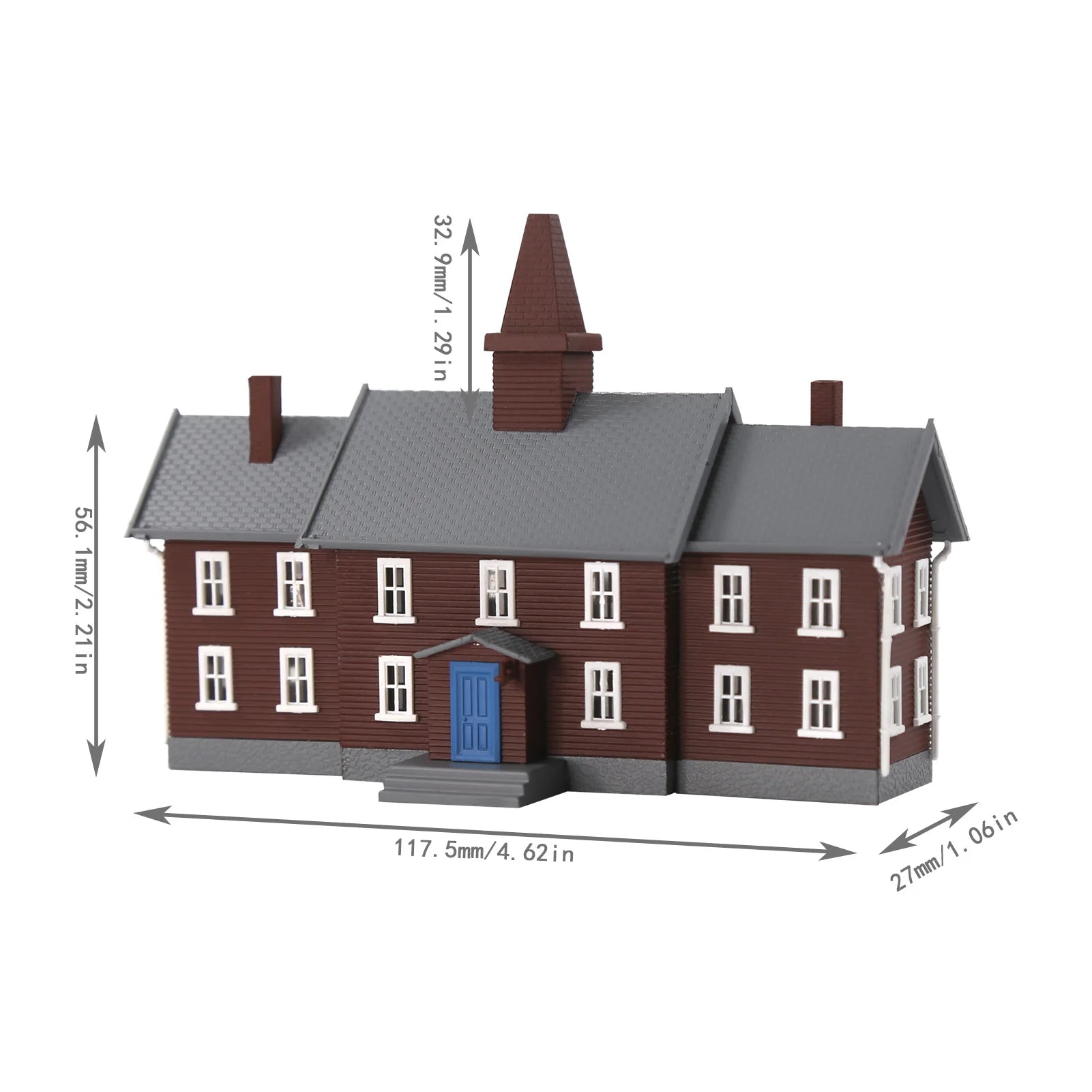 N Scale 1:160 Pre-built Painted School Building Kit Two-story