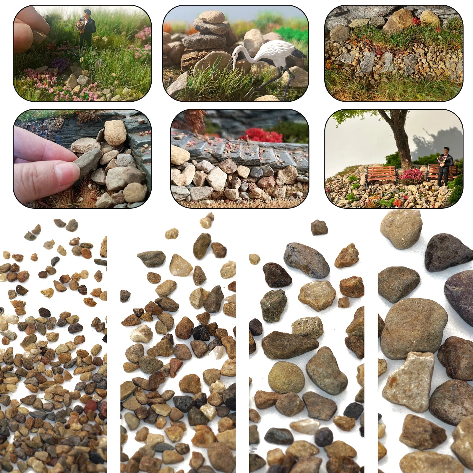 40g DIY Stone Model Grass - Mesh Model Rail Scenery for HO Scale Model Train
