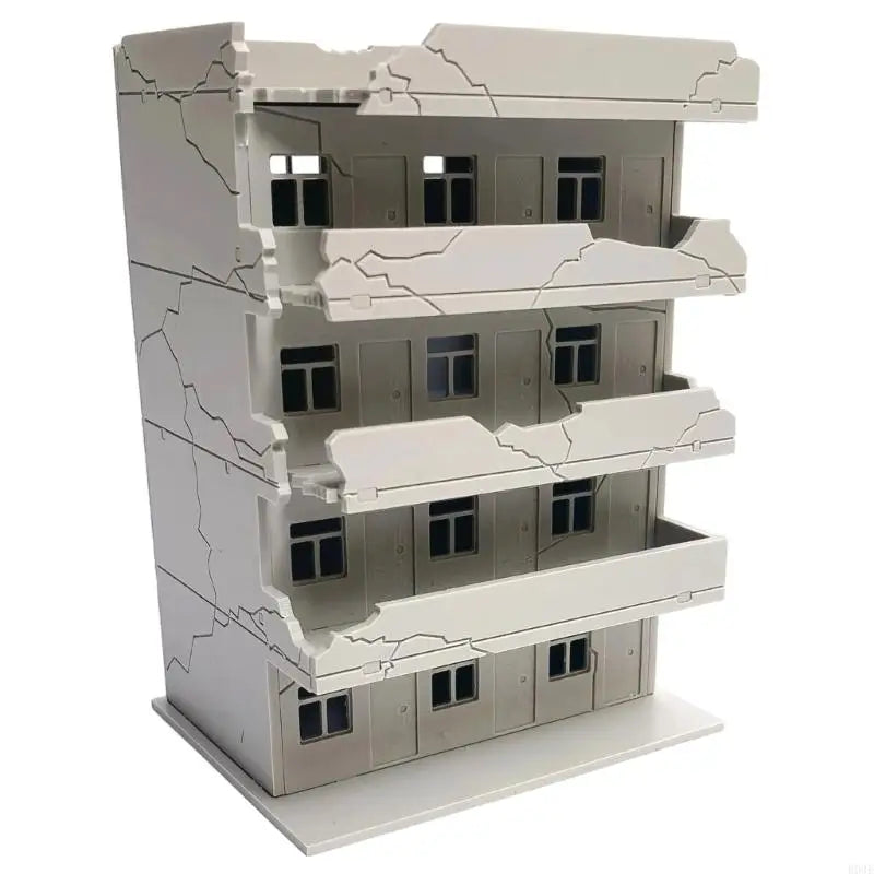 N Scale 1:144 Outland Model Railway Scenery City Ruined Building Abandoned Tall Office Architectural Building Model B03E