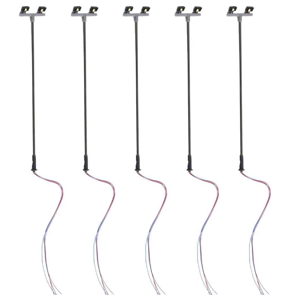 5pcs Model Railway Lamp Lattice Mast Light HO 1:76 Scale LED Street Light Train Layout Scenery