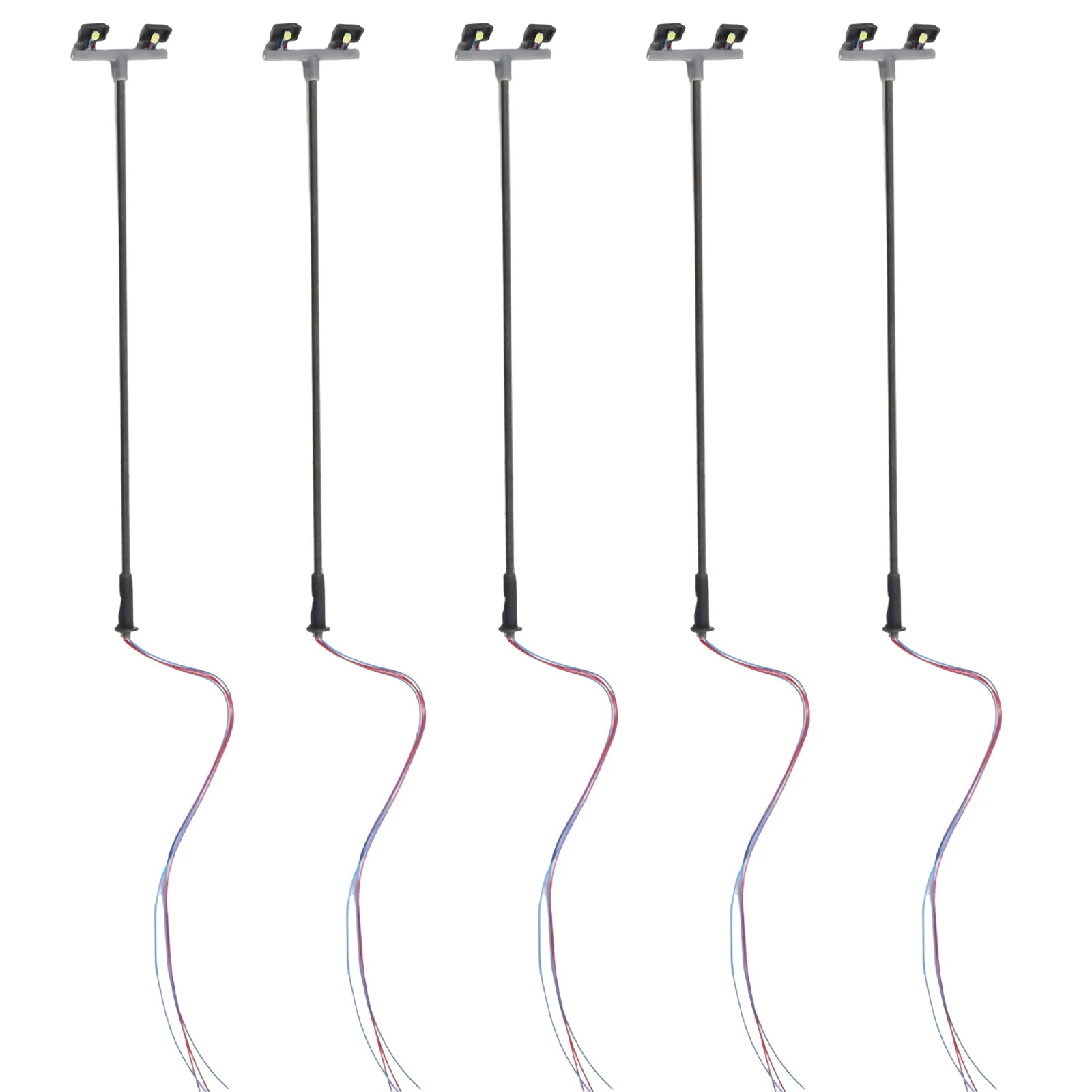 5pcs Model Railway Lamp Lattice Mast Light HO 1:76 Scale LED Street Light Train Layout Scenery