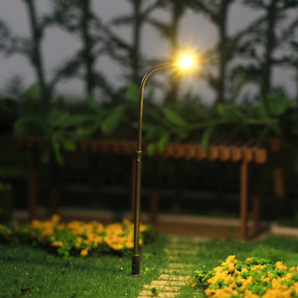 Evemodel 10pcs Model Railway Metal Street Light Lamps Z N TT HO Scale LED 3V Free Resistor Single Head