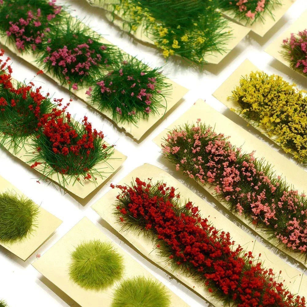 Miniature Flowers Grass Tufts Model For HO Train Railway Building Garden Scene Model Railway/Train Layout Scenery. Miniature detail.