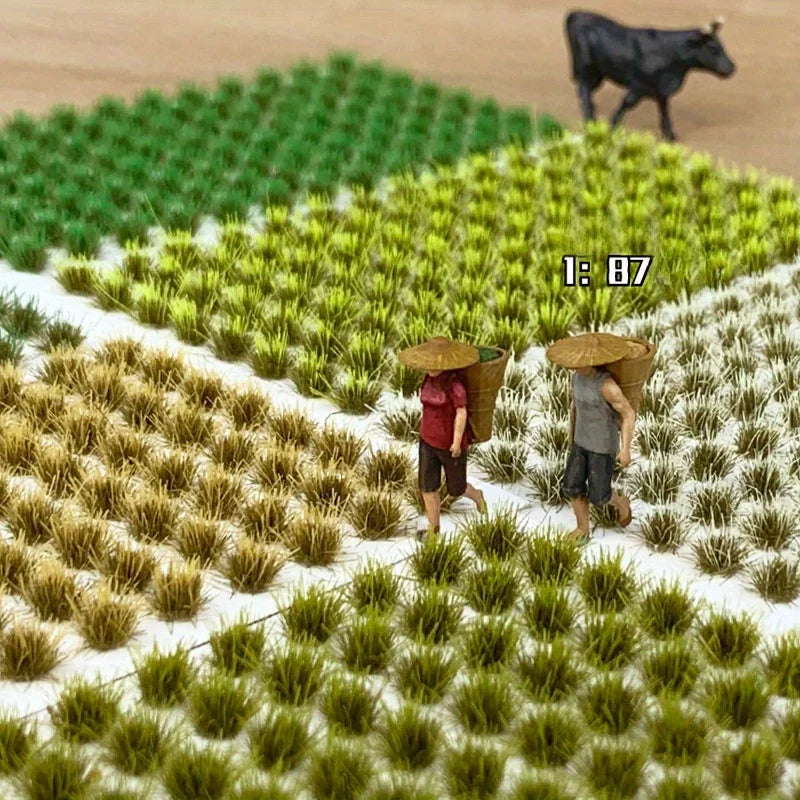 104pcs/pack Static Grass Tuft, Model Grass Tufts Terrain Model Kit Static Scenery Model Miniature Shrubs Bushes for Train Landscape