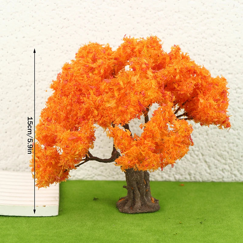 12/15cm Miniature Model Trees - Orange & Green Scenery Trees for Model Railway Layouts