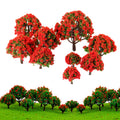 10pcs Model Trees Red Flower Train Trees Model Train Railways Architecture Scenery Diorama Tree Model Railroad Scenery Landscape