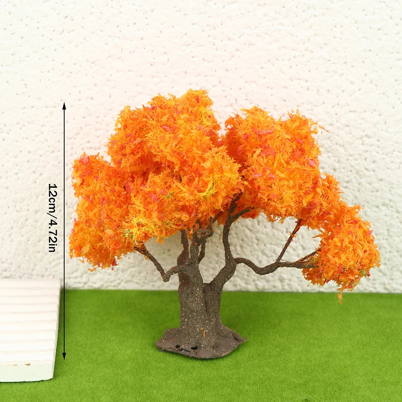12/15cm Miniature Model Trees - Orange & Green Scenery Trees for Model Railway Layouts