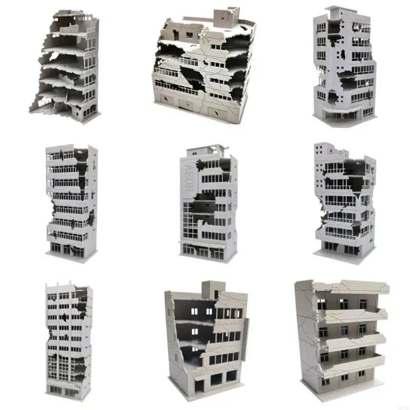 N Scale 1:144 Outland Model Railway Scenery City Ruined Building Abandoned Tall Office Architectural Building Model B03E