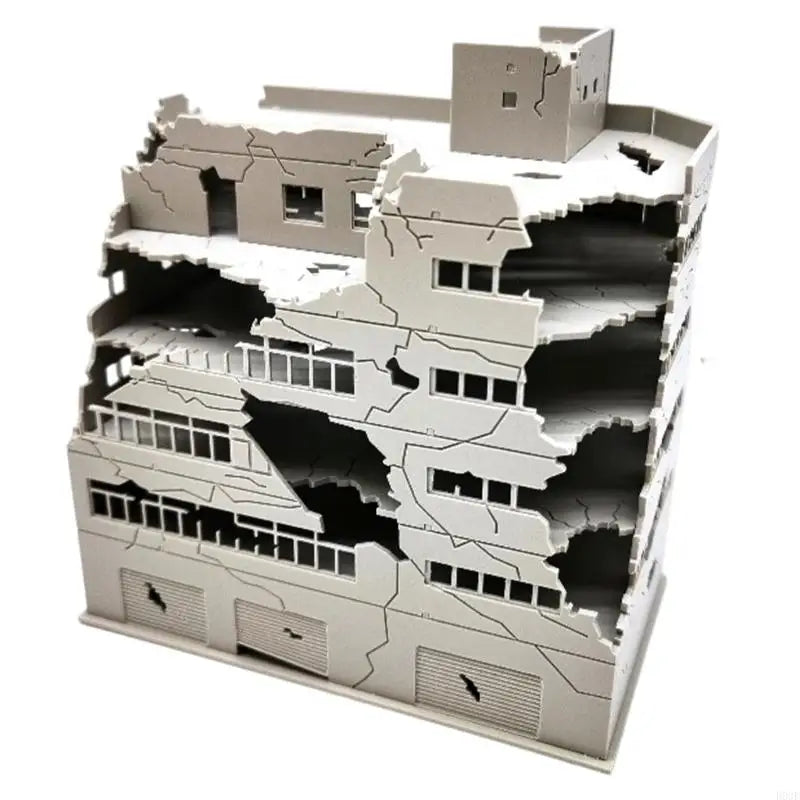 N Scale 1:144 Outland Model Railway Scenery City Ruined Building Abandoned Tall Office Architectural Building Model B03E