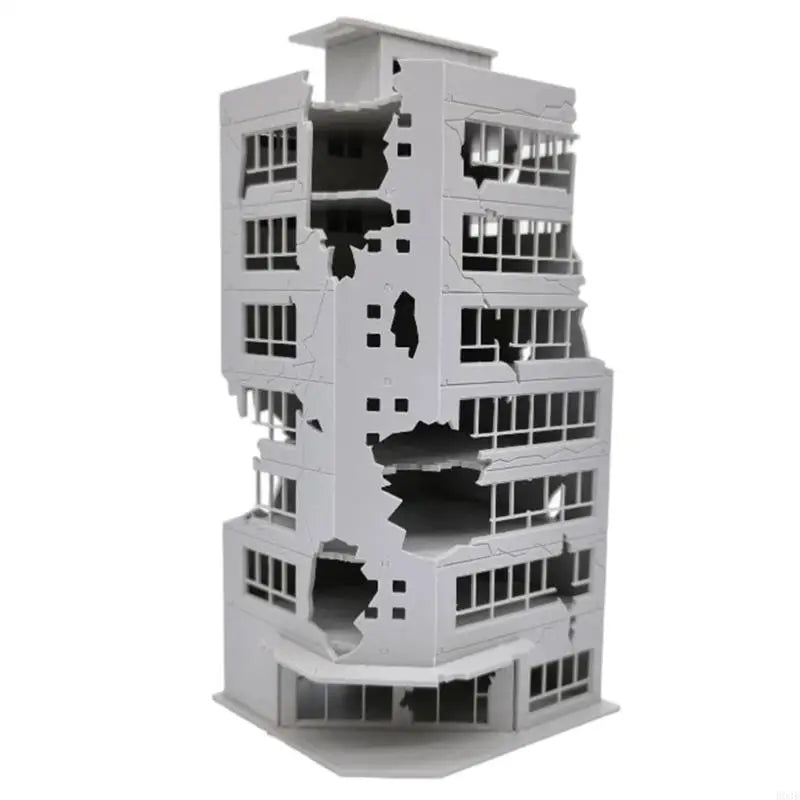 N Scale 1:144 Outland Model Railway Scenery City Ruined Building Abandoned Tall Office Architectural Building Model B03E