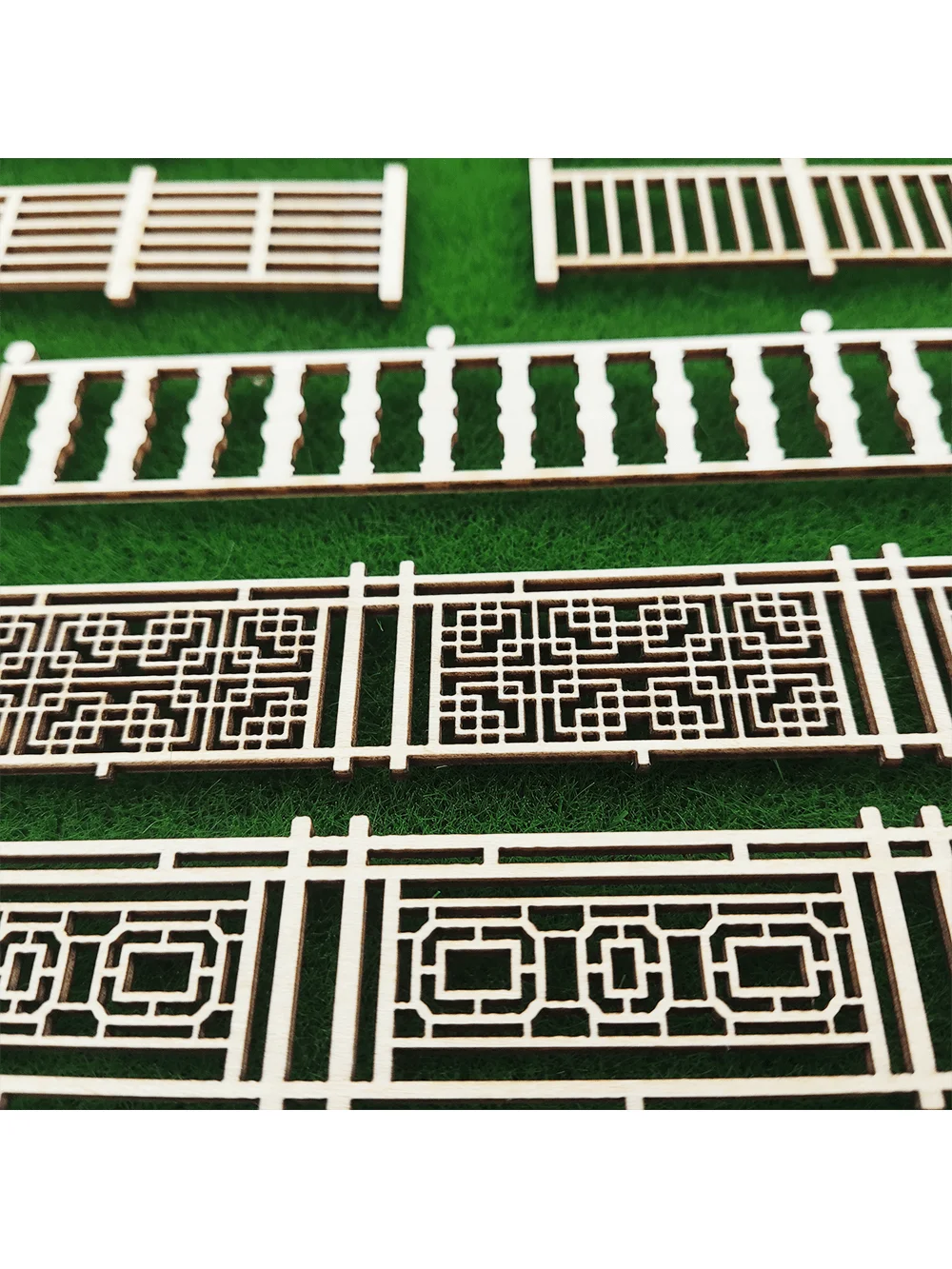 4-Piece Wooden Garden Fence Model Railway Landscaping
