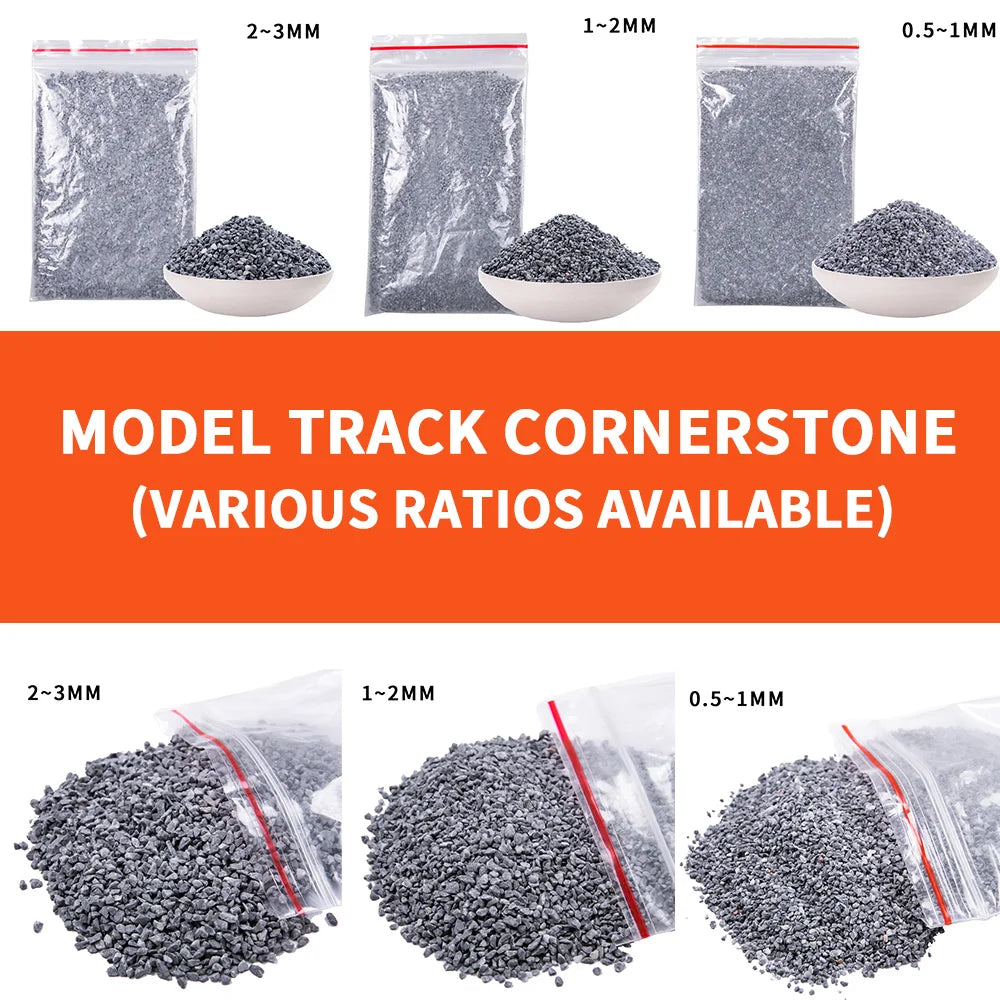 50G Miniature Railway Ballast 0.5mm-3mm Railroad Track Stone for Scale HO N OO Model Making