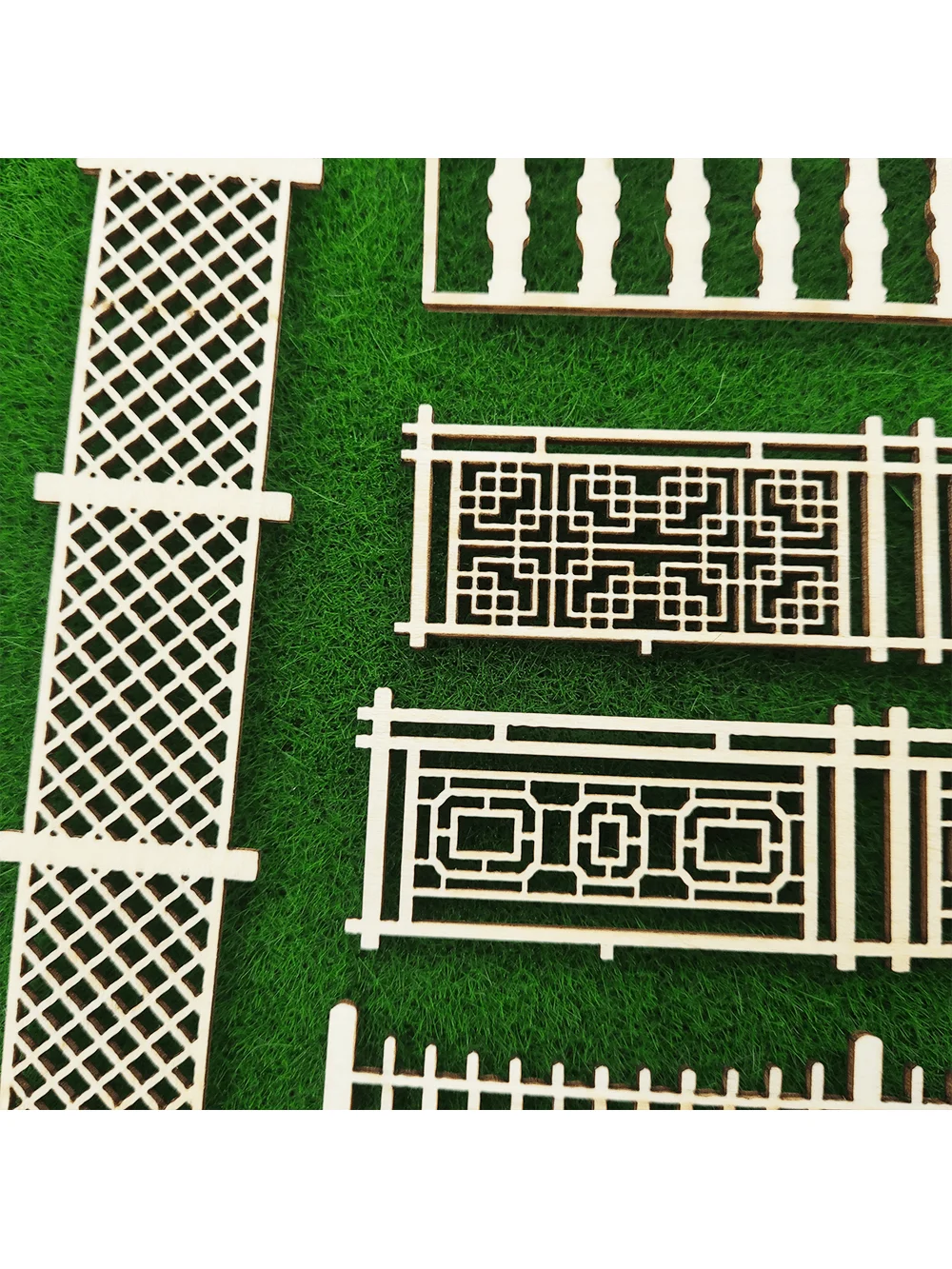 4-Piece Wooden Garden Fence Model Railway Landscaping
