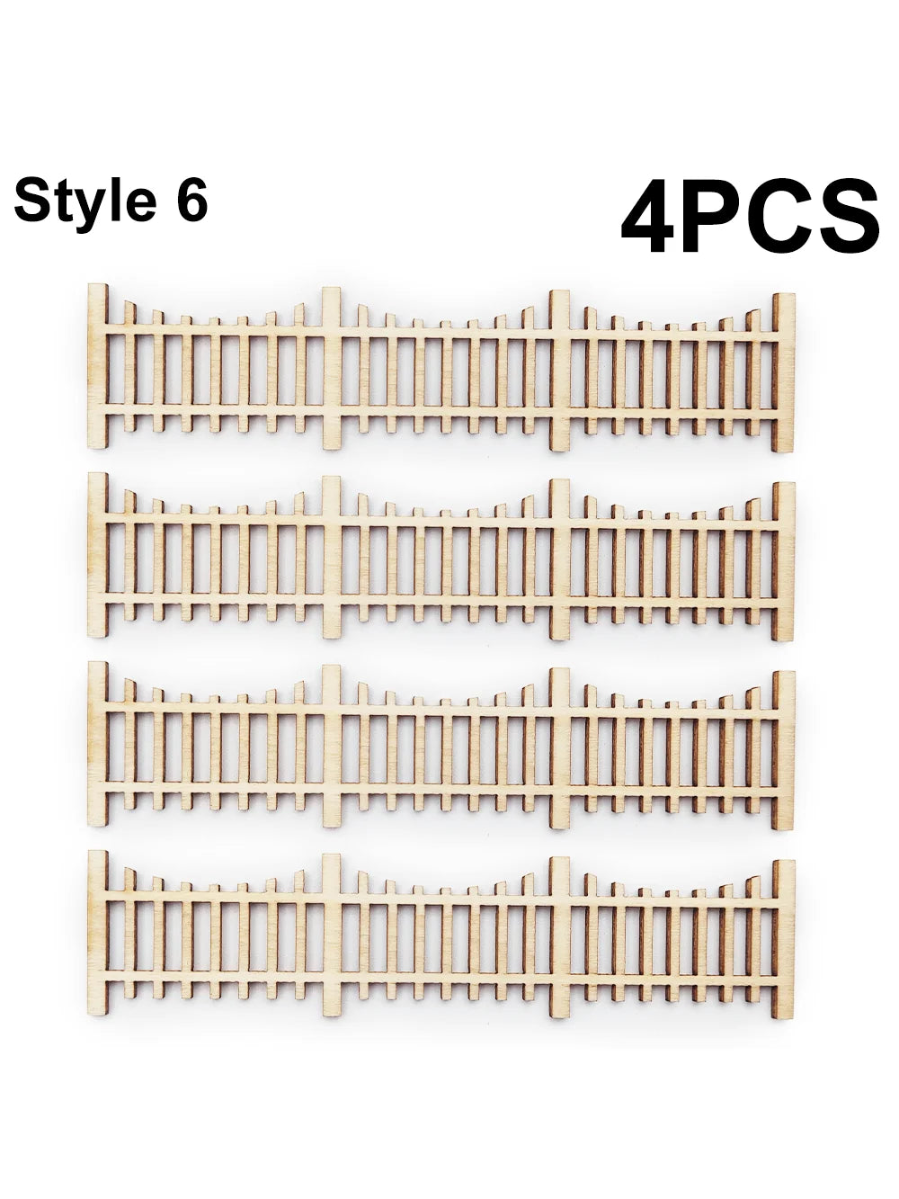 4-Piece Wooden Garden Fence Model Railway Landscaping