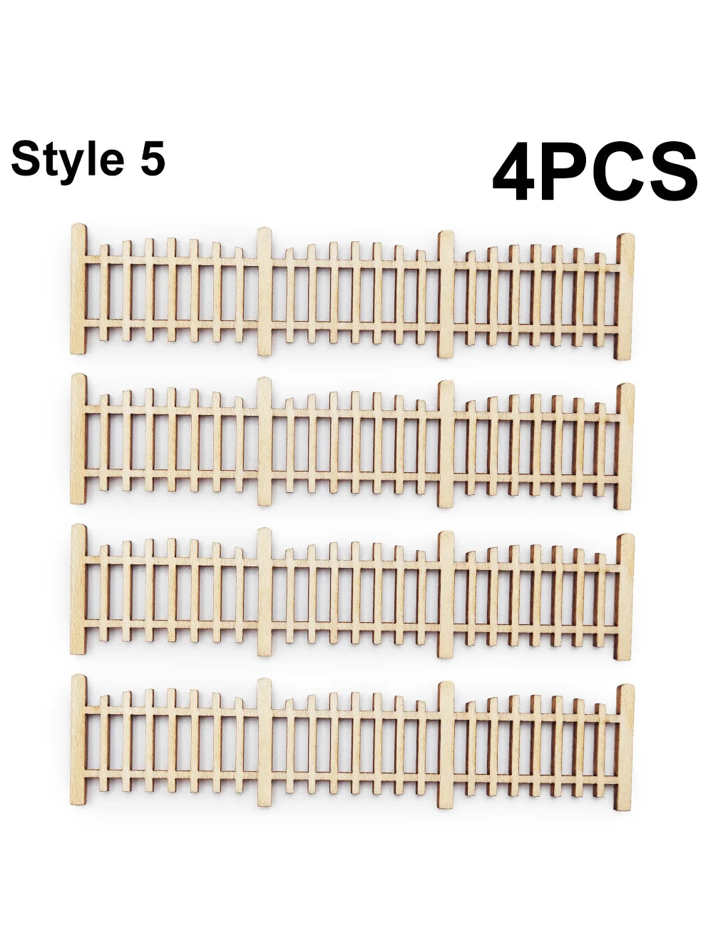 4-Piece Wooden Garden Fence Model Railway Landscaping