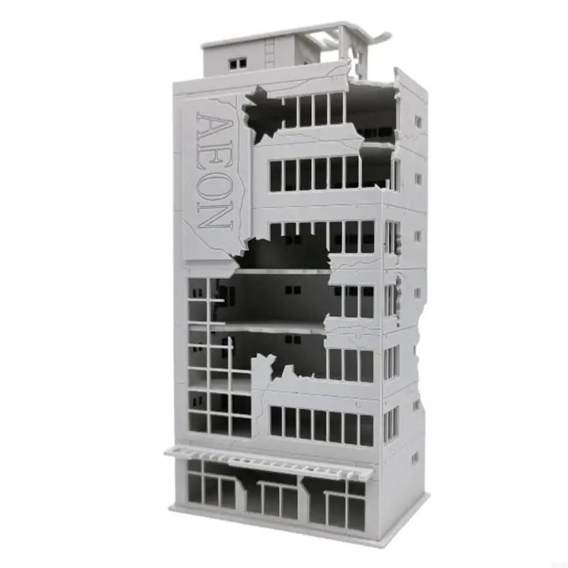 N Scale 1:144 Outland Model Railway Scenery City Ruined Building Abandoned Tall Office Architectural Building Model B03E