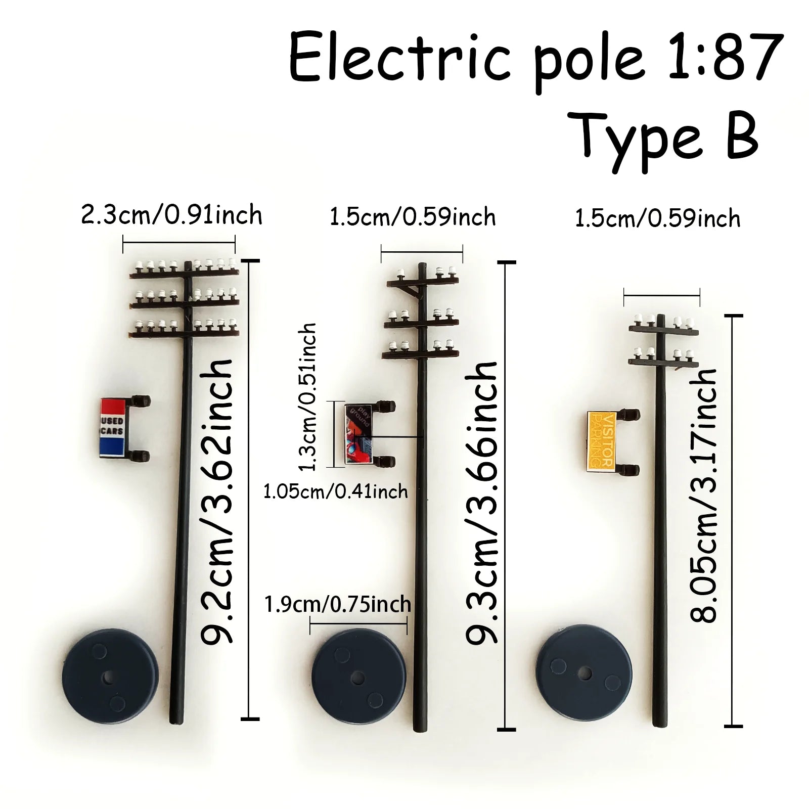 3Pcs Model Telephone Poles 1:42/1:87/1:100 Electric Line Model Kit For Railway Train Layout Scenery