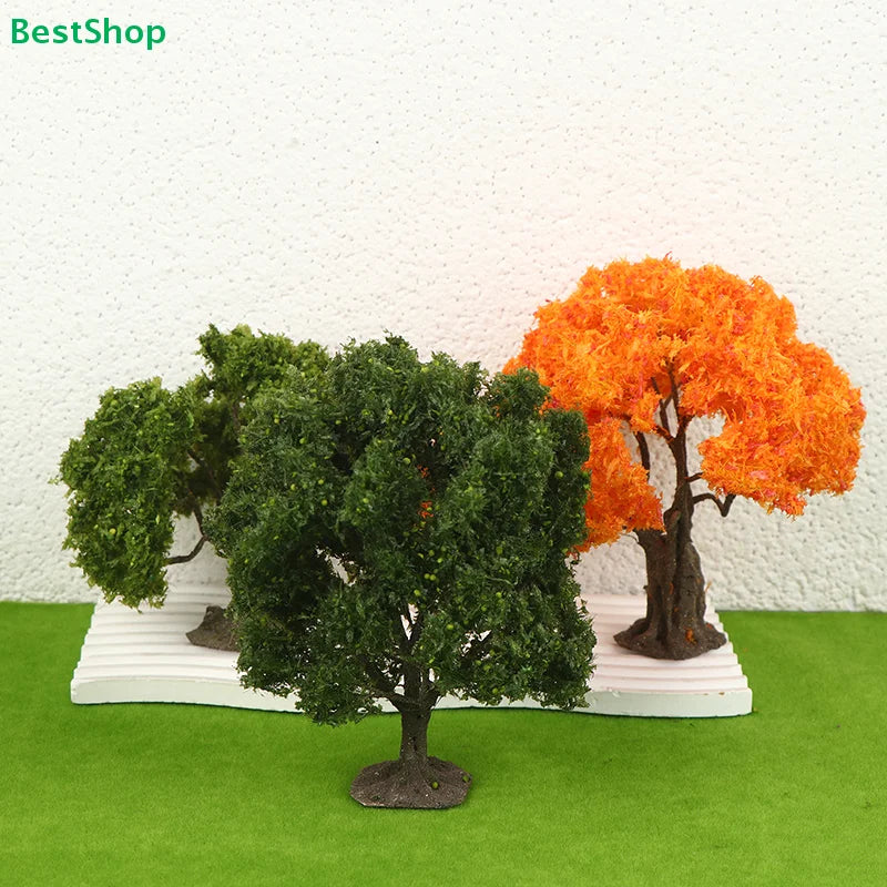 12/15cm Miniature Model Trees - Orange & Green Scenery Trees for Model Railway Layouts