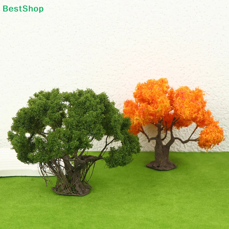 12/15cm Miniature Model Trees - Orange & Green Scenery Trees for Model Railway Layouts