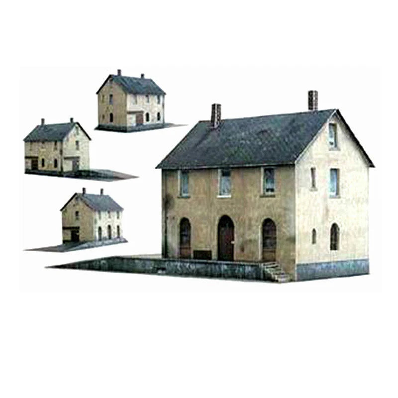 Scale 1:87/64/72/100 Miniature Building Assembly Model Paper Materials Handmade House Diorama Kits