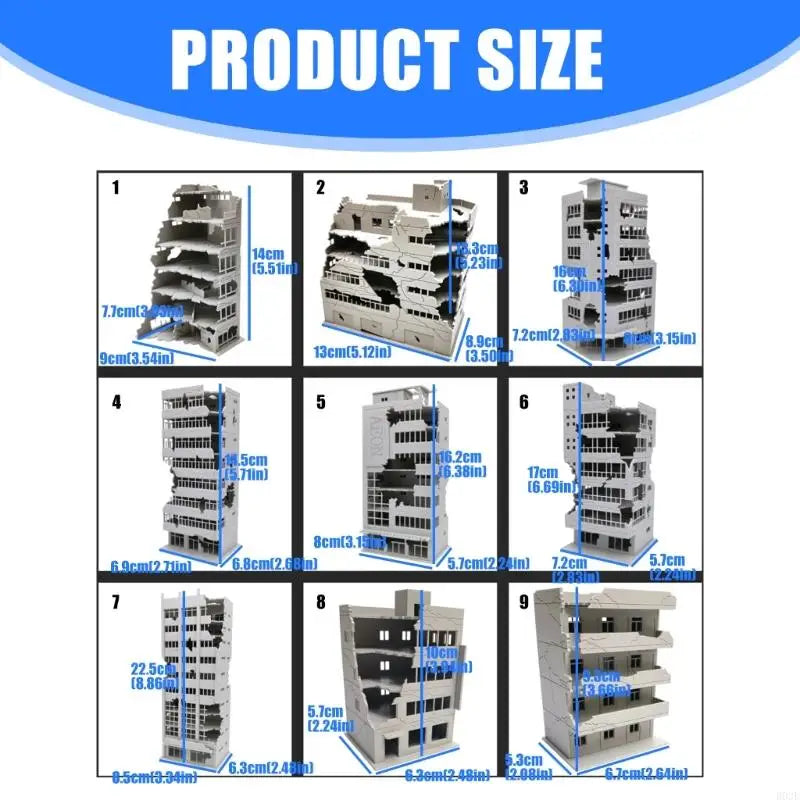 N Scale 1:144 Outland Model Railway Scenery City Ruined Building Abandoned Tall Office Architectural Building Model B03E