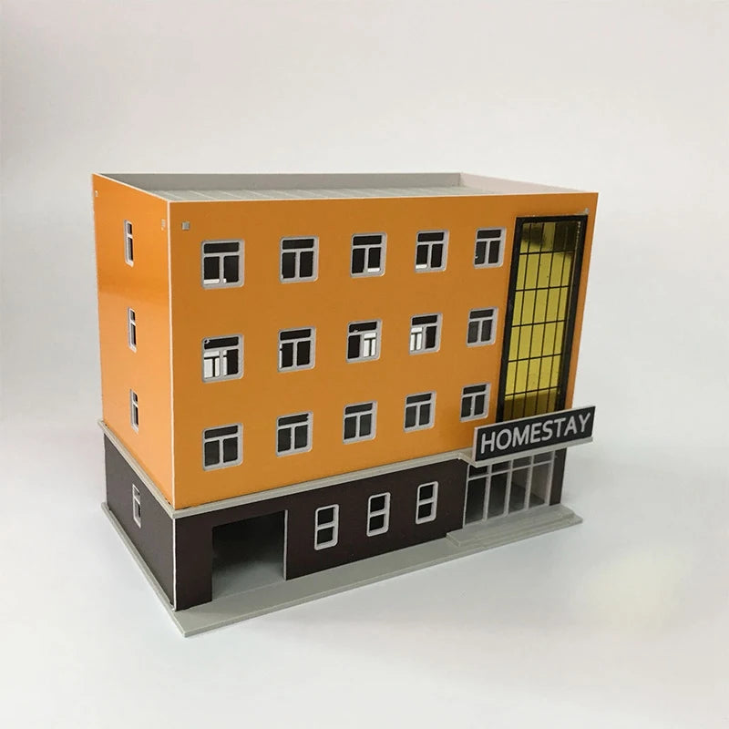 N Scale Railway Scenery Kit - Miniature Hotel Building DIY Model. Model Railway/Train Layout Scenery. Miniature detail.