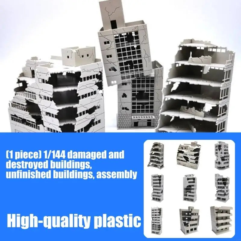 N Scale 1:144 Outland Model Railway Scenery City Ruined Building Abandoned Tall Office Architectural Building Model B03E
