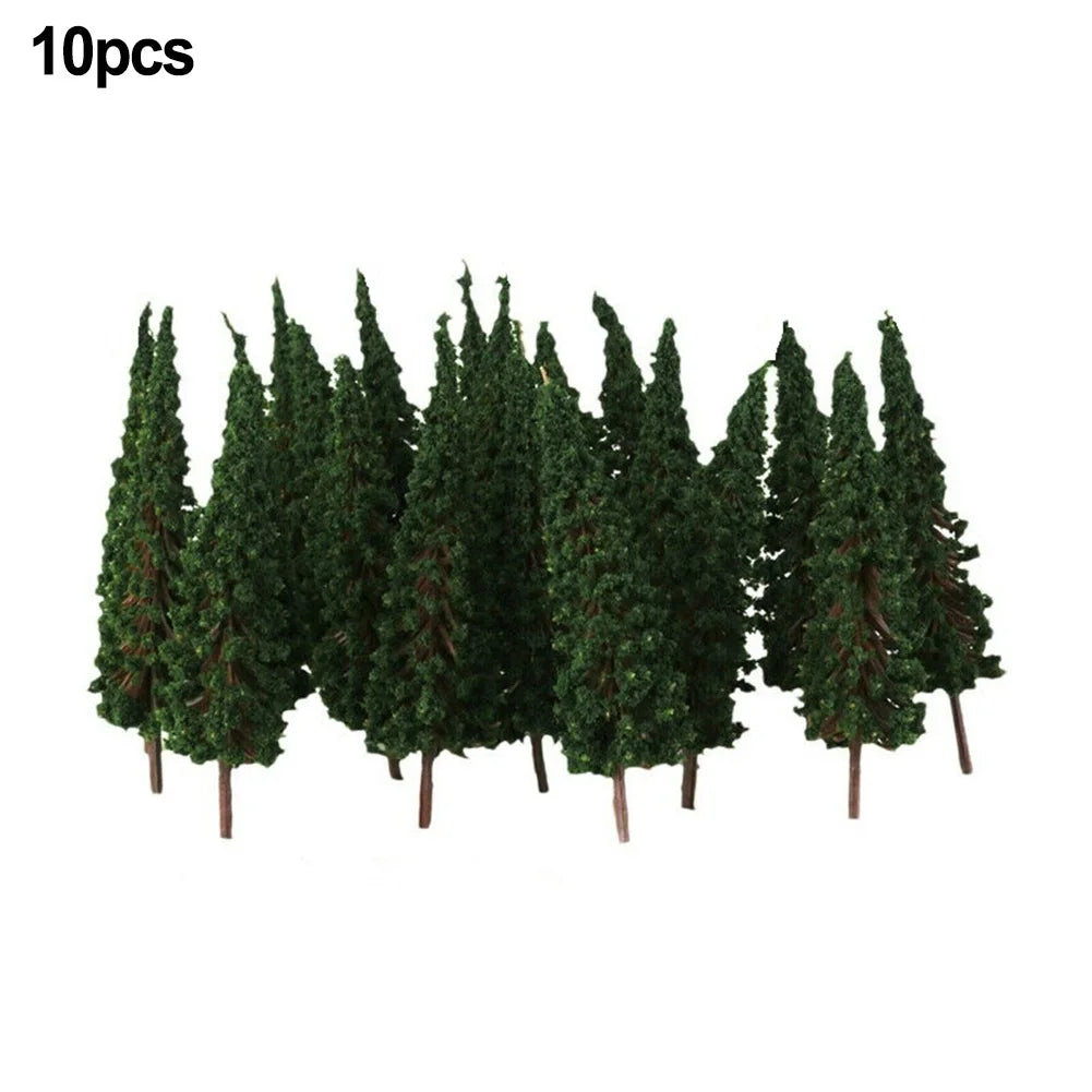 10pcs Pine Trees Model Trees 65mm 3 Different Greens For N / OO Gauge Railway Railroad Layout Scenery Decoration