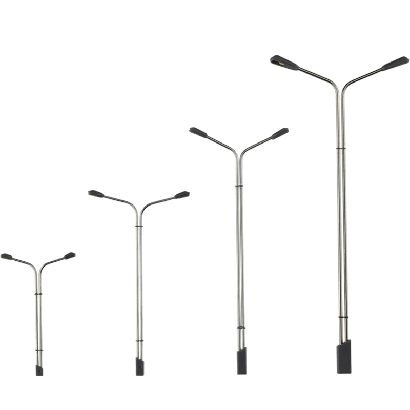 10Pcs LED Street Lights for Model Railway 100/200 Scale Double-Head Lamppost HO N Z Scale Diorama Layout Lighting