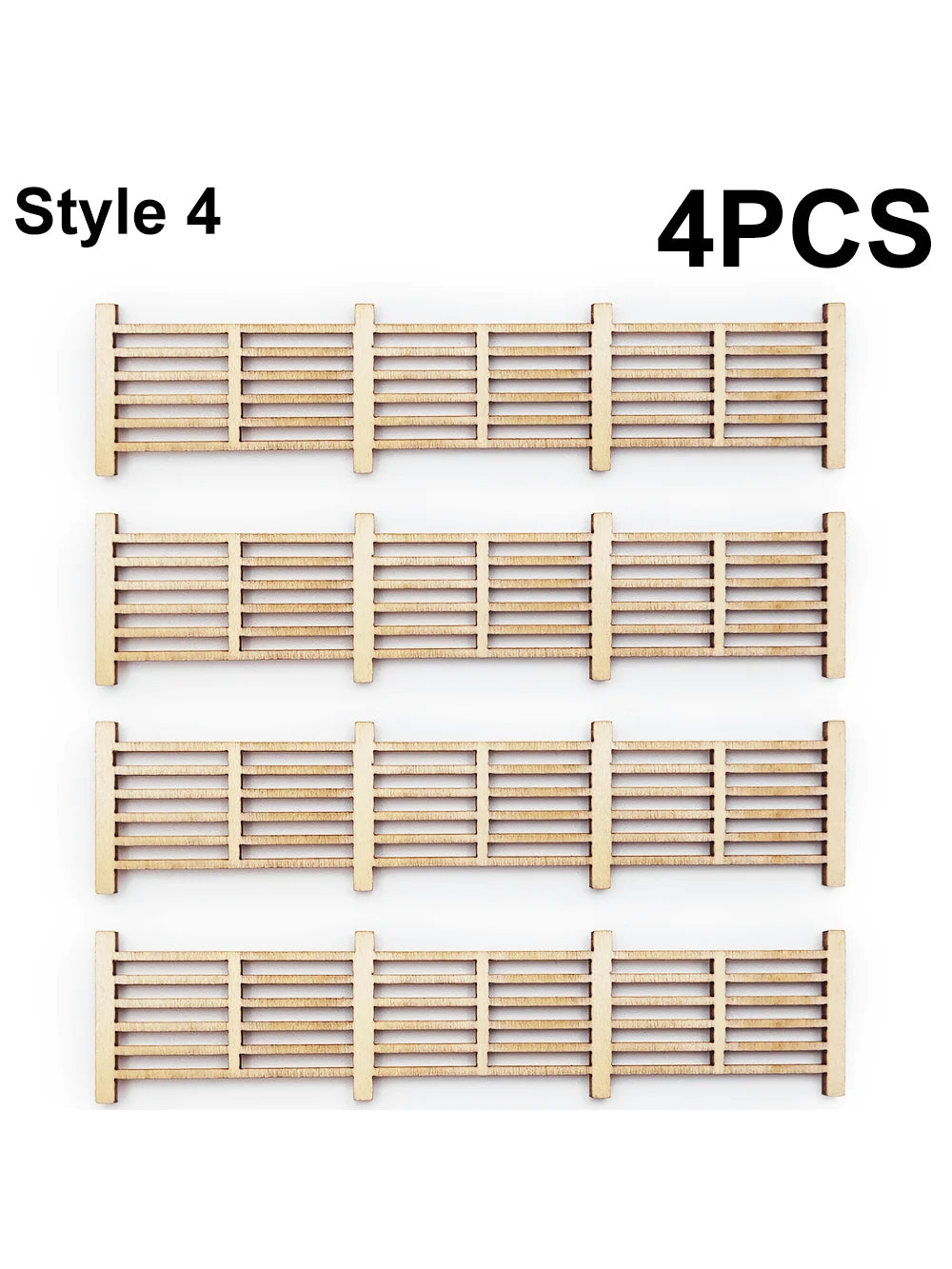 4-Piece Wooden Garden Fence Model Railway Landscaping